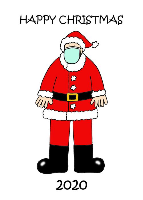 Covid 19 Happy Christmas Santa in a Facemask
