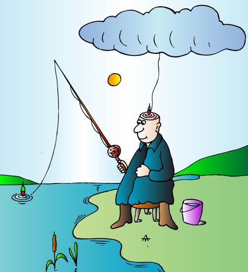 A man and a cloud fishing