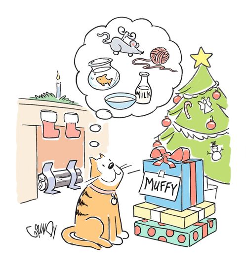 Cat envisions his Christmas wish list.