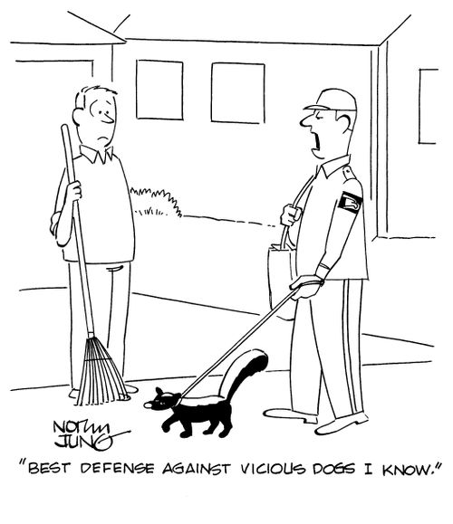 "Best defense against vicious dogs I know."