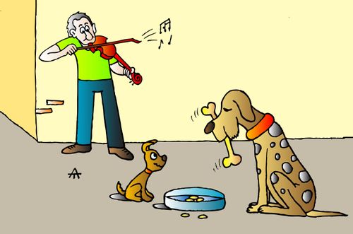 Dogs sharing food