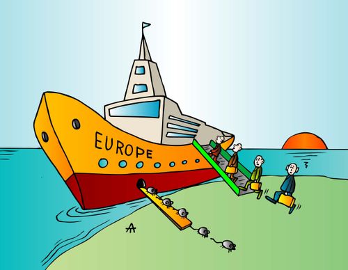 Rats escape boat which has arrived in Europe.