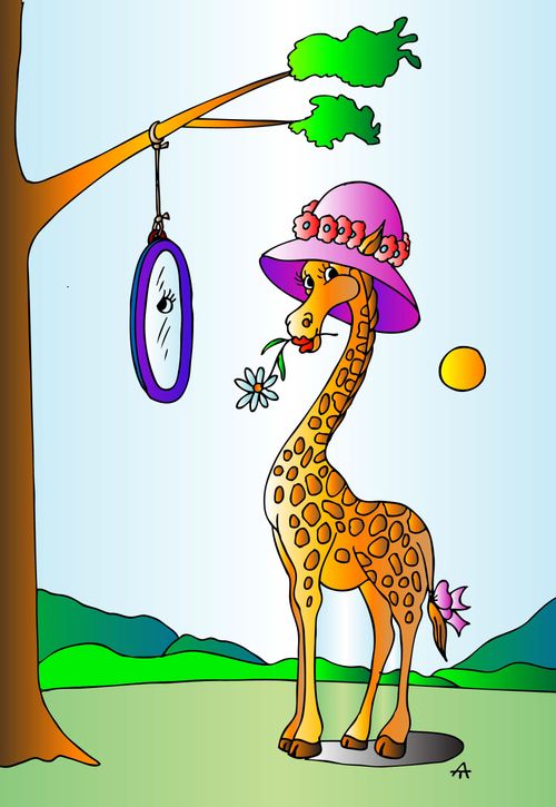 A giraffe in a hat