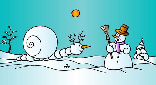 Snowman and snowsnail.