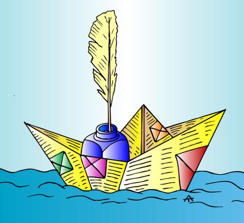 Ink floating in a paper boat