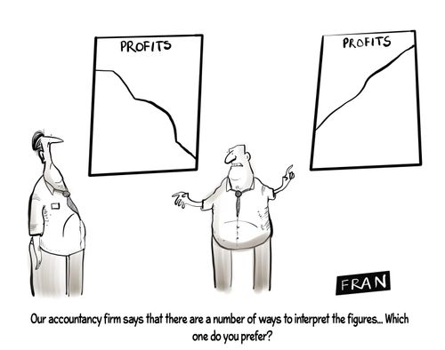 "Our accountancy firm says that there are a number of ways to interpret the figures... which one do you prefer?"