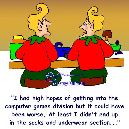 "I had high hopes of getting into the computer games division but it could have been worse. At least I didn't end up in the socks and underwear section..."