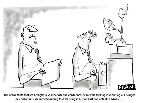 "The consultant that we brought in to supervise the consultants who were looking into cutting our budget on consultants are recommending that we bringing a specialist consultant to advise us."