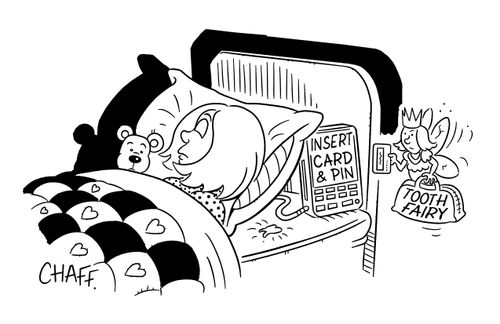 Tooth fairy pays with card