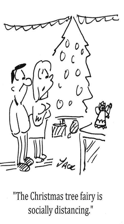 "The Christmas tree fairy is socially distancing."