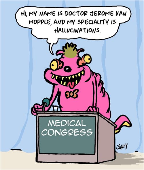 Doctors"Hi, my name is Doctor Jerome van Mopple, and my speciality is hallucinations."
