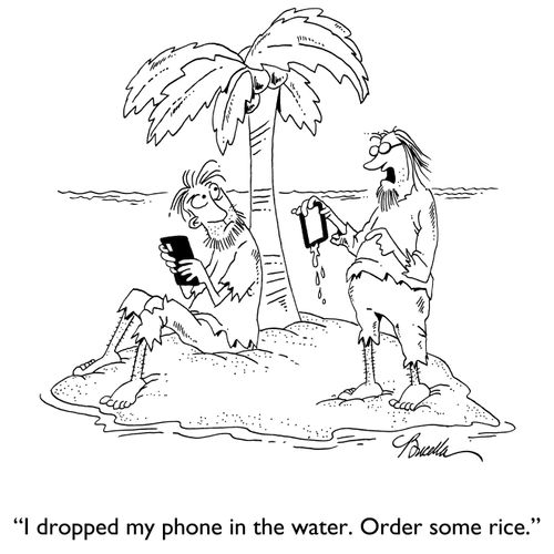 "I dropped my phone in the water. Order some rice."