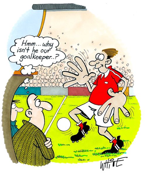 "Hmm... why isn't he our goalkeeper..?"