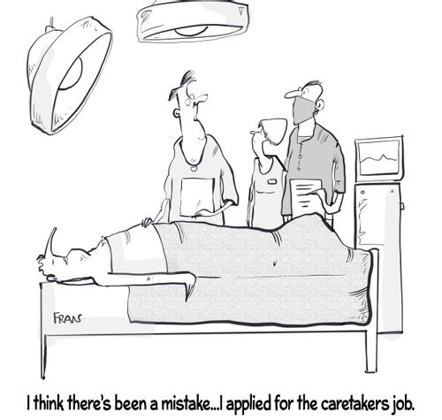 "I think there's been a mistake... I applied for the caretakers job."