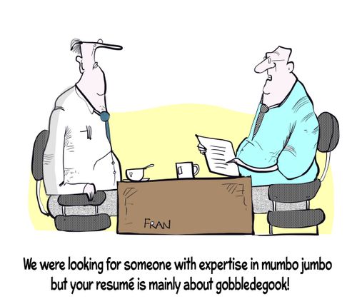 "We were looking for somebody with experience in mumbo-jumbo but your resume is mainly about gobbledegook."