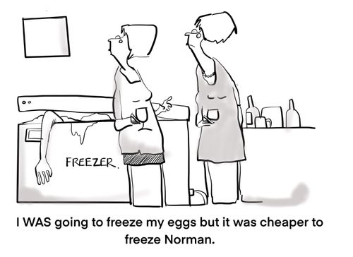 "I was going to freeze my eggs but it was cheaper to freeze Norman."
