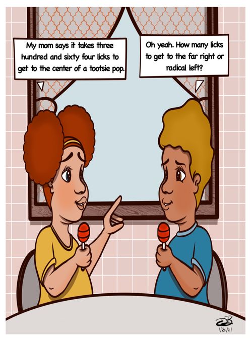 "My mom says it takes three hundred and sixty four licks to get to the center of a tootsie pop."