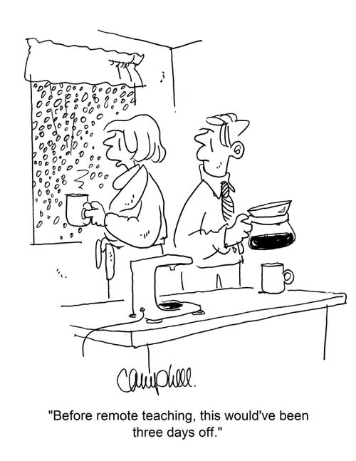 "Before remote teaching, this would've been three days off."