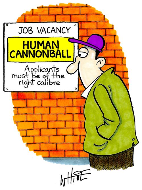 Job Vacancy: Human cannonball. Applicants must of the right calibre