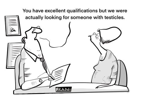 "You have excellent qualifications but we were actually looking for someone with testicles."