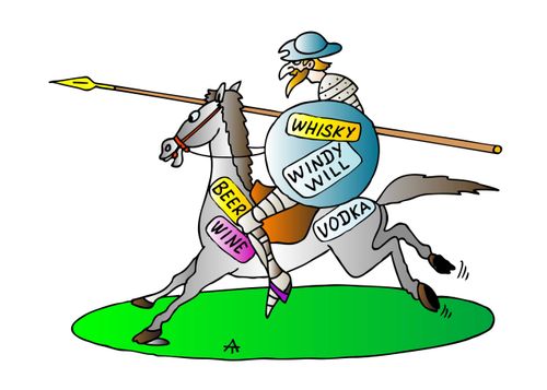 Don Quixote with bar stickers