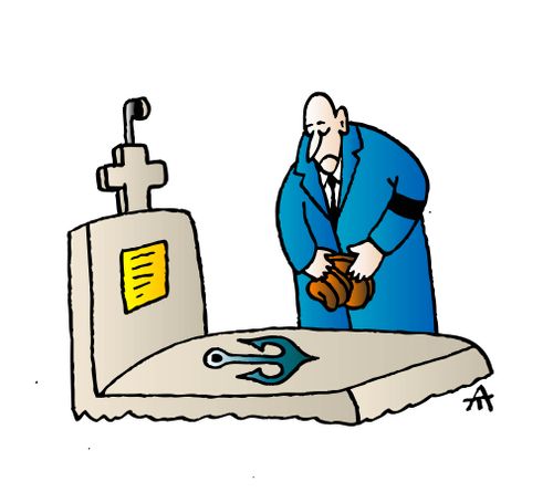 A grave with an anchor and periscope
