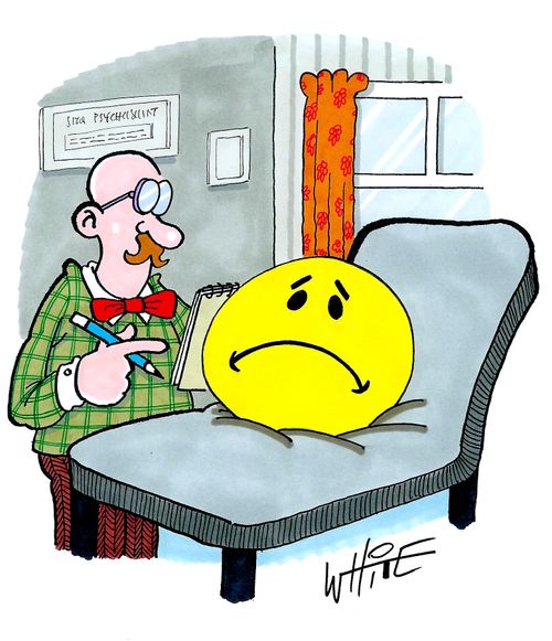 Unsmiley face at the psychiatrist...