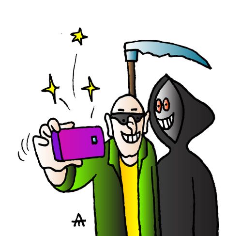 A man takes a selfie with death