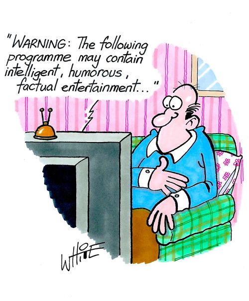 "Warning: The following programme may contain intelligent, humorous, factual entertainment..."