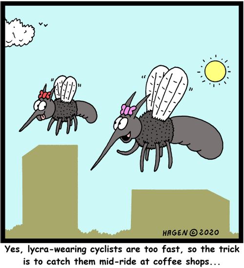 Yes, lycra-wearing cyclists are too fast, so the trick is to catch them mid-ride at coffee shops...