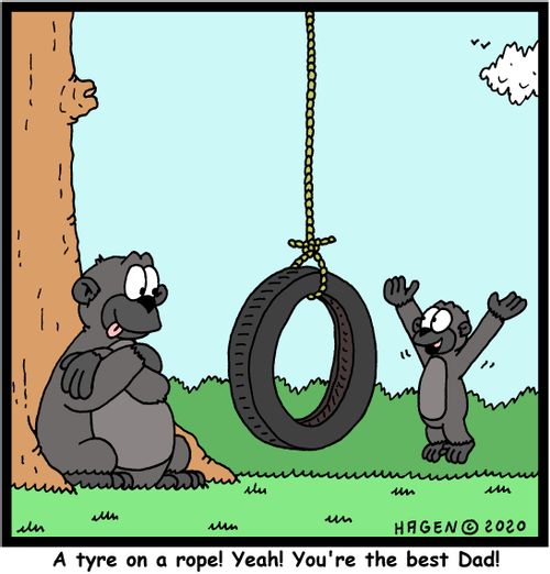 "A tyre on a rope! Yeah! You're the best Dad!"