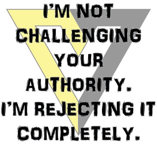 I'm not challenging your authority. I'm rejecting it completely."