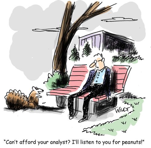 "Can't afford your analyst? I'll listen to you for peanuts!"