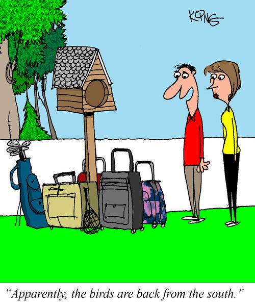 "Apparently, the birds are back from the south."