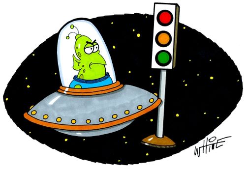 UFO at the traffic lights...
