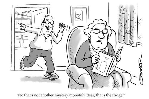 "No that's not another mystery monolith, dear, that's the fridge."