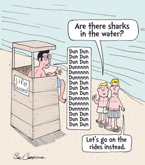 "Are there sharks in the water?"