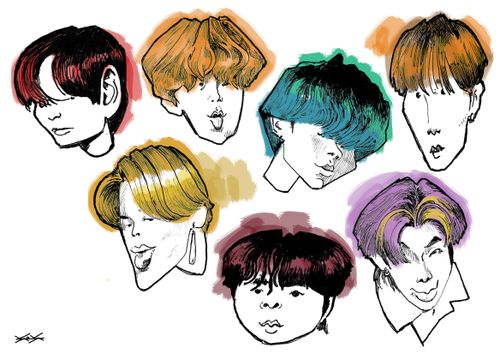 Bangtan boys BTS caricature