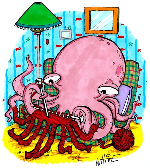 octopus knitting a jumper...