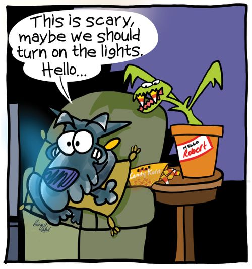 "This is scary, maybe we should turn on the lights. Hello.."