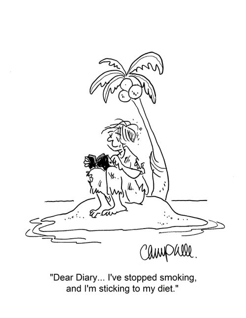 "Dear Diary... I've stopped smoking, and I'm sticking to my diet."