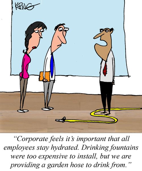"Drinking fountains were too expensive to install, but we are providing a garden hose to drink from."
