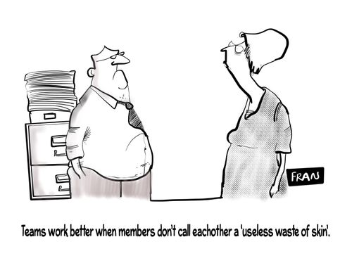 "Teams work better when members don't call each other a 'useless waste of skin'."