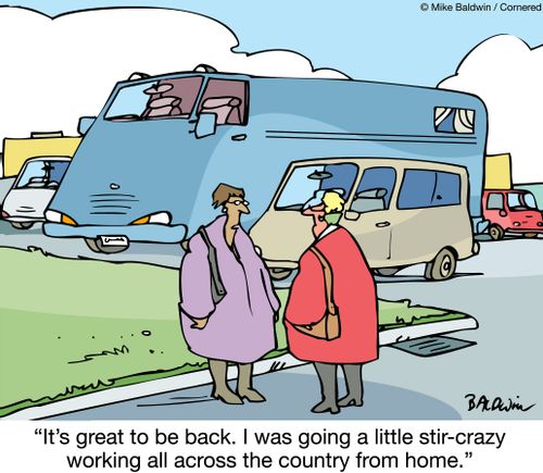 "It's great to be back. I was going a little stir-crazy working all across the country from home."