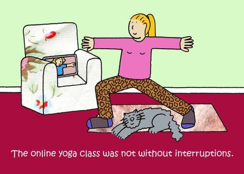 The online yoga class was not without interruptions