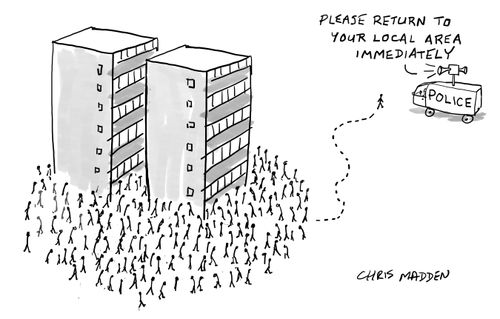 "Please return to your local area immediately."