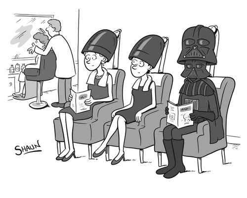 Darth Vader at the hair salon