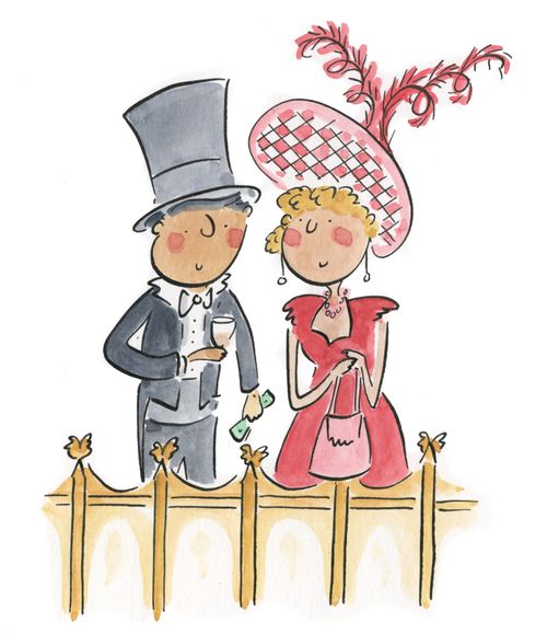 Husband and wife at the races.