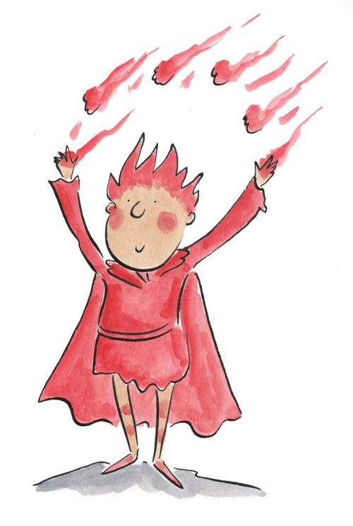 Man juggling fire.