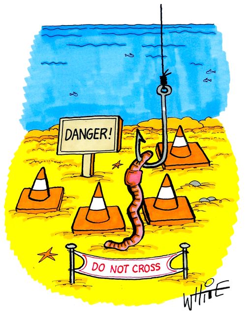 DANGER - hook and worm...!